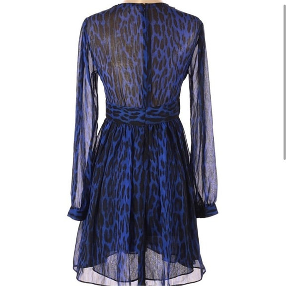 0178 MICHAEL Michael KORS Leopard Print Georgette Dress sz 8 - Picture 3 of 8